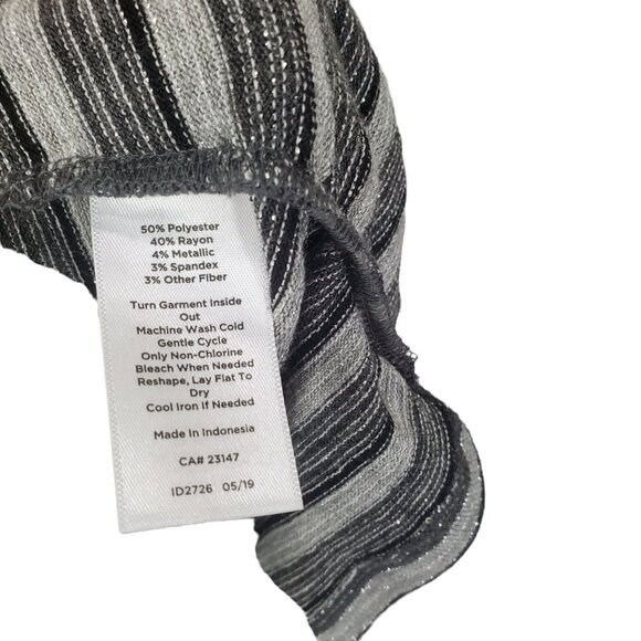 TALBOTS Sweater SZ XL Black Silver Metallic Stripes Knit‎ Long Sleeves Academia - Picture 7 of 7